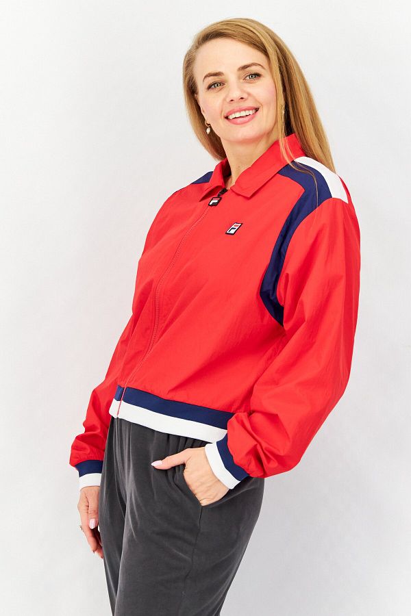 Fila Women Sportswear Fit Brand Logo Windbreaker Jacket Red Combo Trendyol