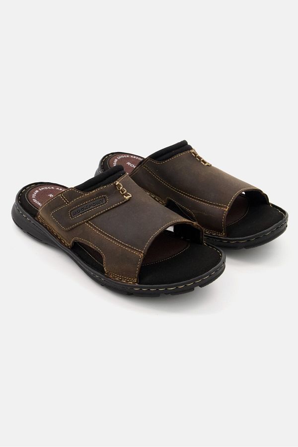 Rockport Men Wide Darwyn Slip On Sandals Brown Black Trendyol