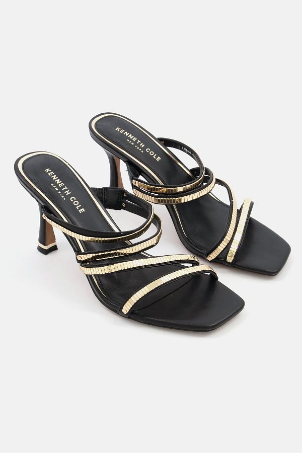 Kenneth Cole Women Medium Blanche Strappy Heeled Sandals Black Gold Trendyol