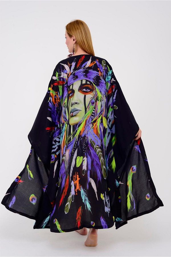 Bohem Stil-SPECIAL DESIGN ASTEK PRINTED BOHO KIMONO - KAFTAN 1