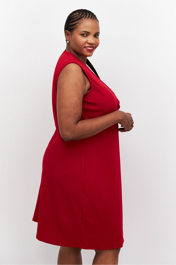 Kasper Women Split Neck Sleeveless Midi Dress Red White Trendyol