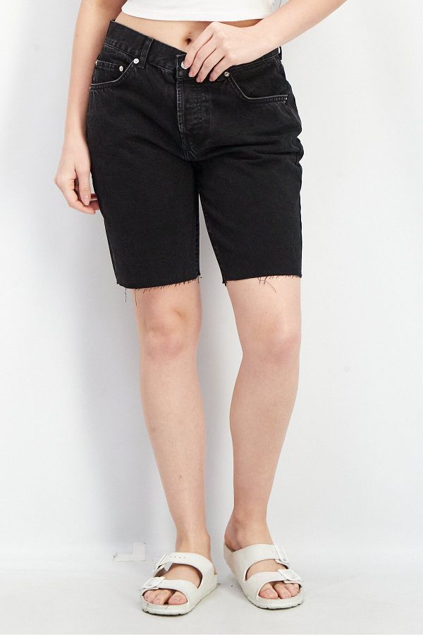 Asos Design-Women Petite Wash Denim Shorts, Black 1