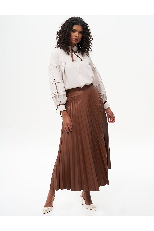 Faux leather skirt tan store
