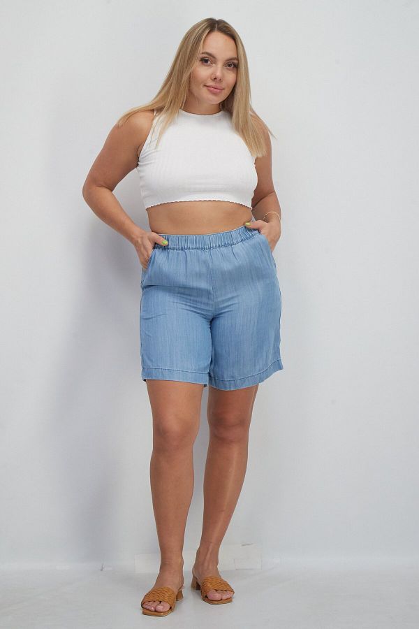 Esprit Women Washed Soft Denim Short Light Blue