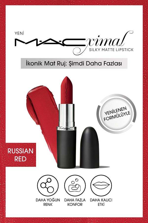 M.A.C-M·A·Cximal Silky Matte Lipstick Moisturizing Effect Intensive Color Lipstick - Russian Red 1