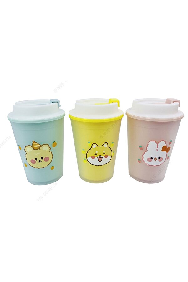 Miniso Sevimli Yavru Hayvan Serisi Plastik Kahve Termosu (420ml)