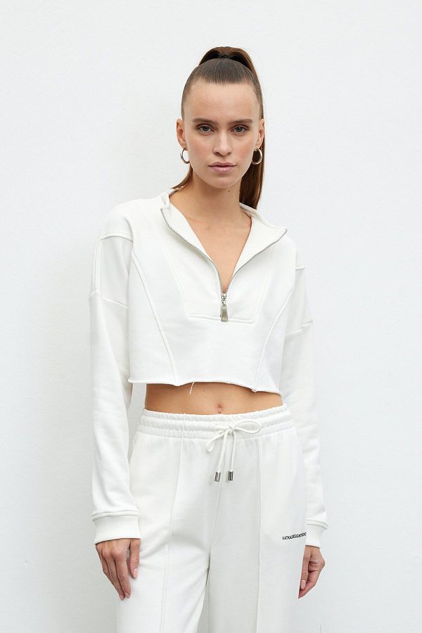 VATKALI Zipper crop sweatshirt Trendyol