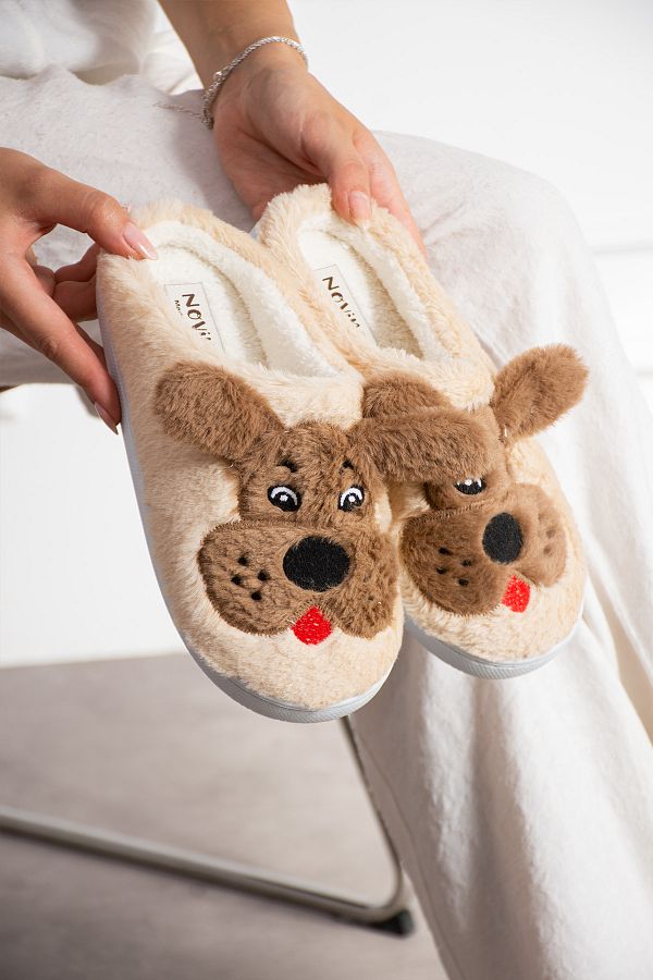 Plush dog slippers on sale