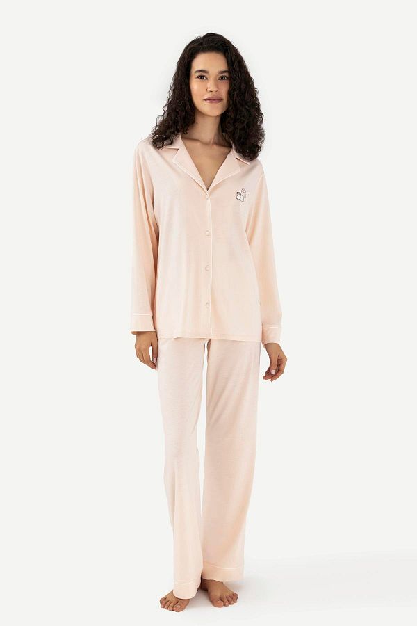 Moon Milk Pure Cotton And Modal Long Sleeve Pajamas Set Strawberry Milk Pj Set Trendyol