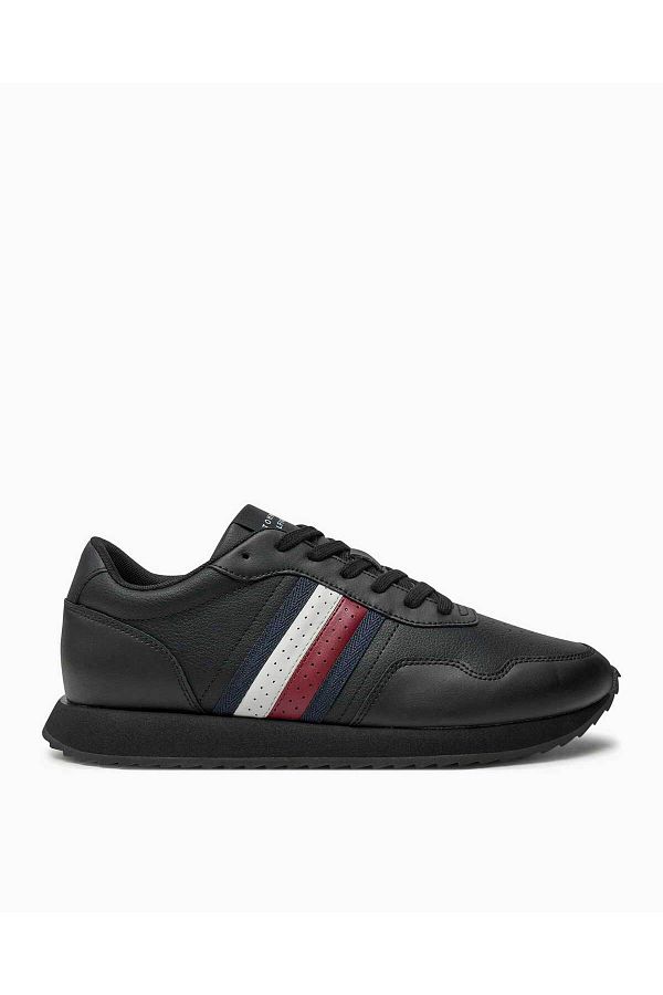 パーティを彩るご馳走や Tommy Hilfiger Black Men's Sneakers - Logo Detailed, Lace-up 靴