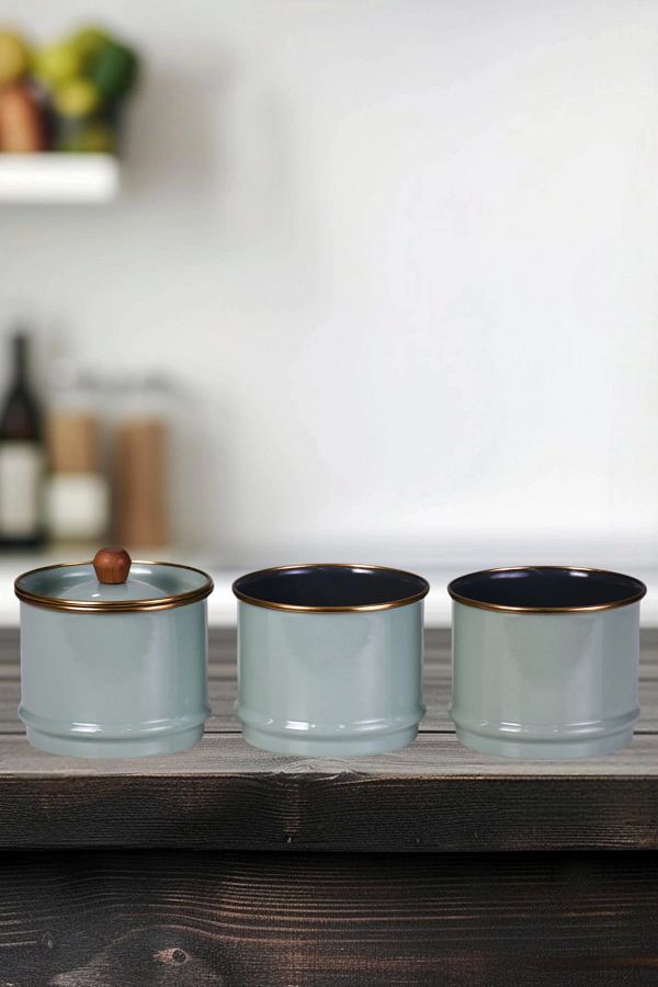 PR HOME-Soft Green Enamel Layered Spice Rack Set 1