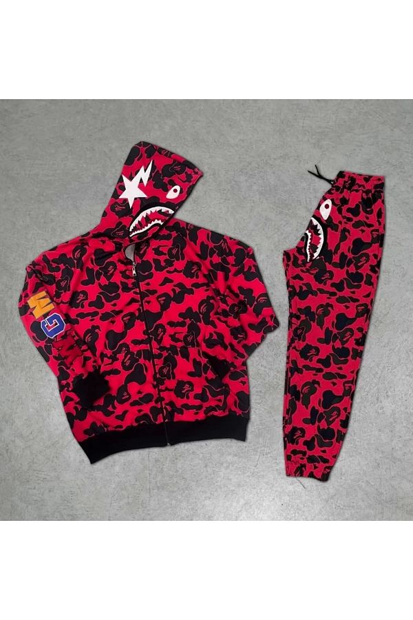 Mirage Unisex Pubg Bape x Shark Tracksuit Set Red Trendyol