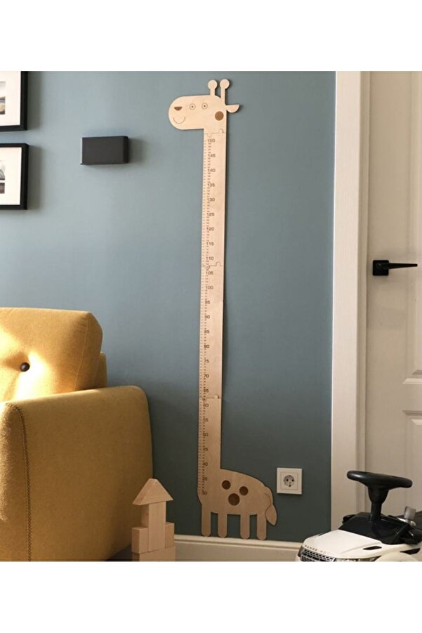 Figür Reklam Ajansı Ahşap Çocuk Boy Büyüme Grafiği Cetvel / Aile Bebek Çocuk Boy Odası Dekorasyon Duvar Ölçer Zürafa