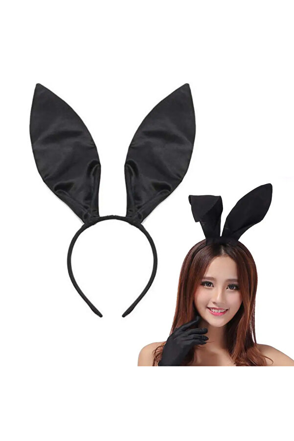colezium Black Color Satin Coating Shapeable Rabbit Ear Crown 35x11 cm ...