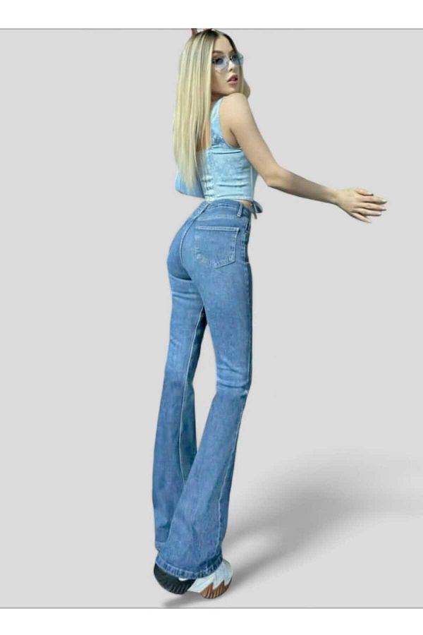 L MABEL All Star Spanish Jeans spanische Jeans hohe Taille farbecht blaue spanische Jeans Lycra Trendyol