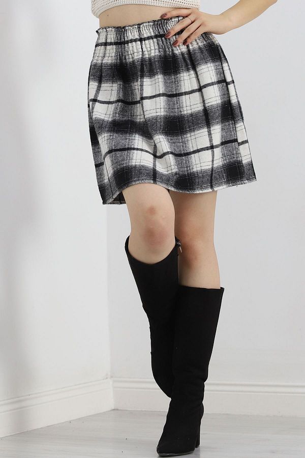 K A Black and Gray Waist Gathered Skirt Trendyol