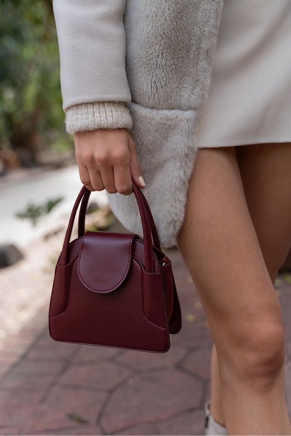 Madamra-Bedeckte Mini-City-Tasche für Damen in Weinrot 1