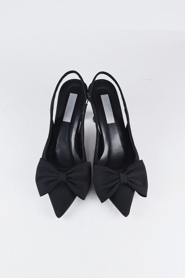NiceDiffer-Rochie de seara cu fundita de dama Pantofi cu toc din material negru Tocuri 7cm 1