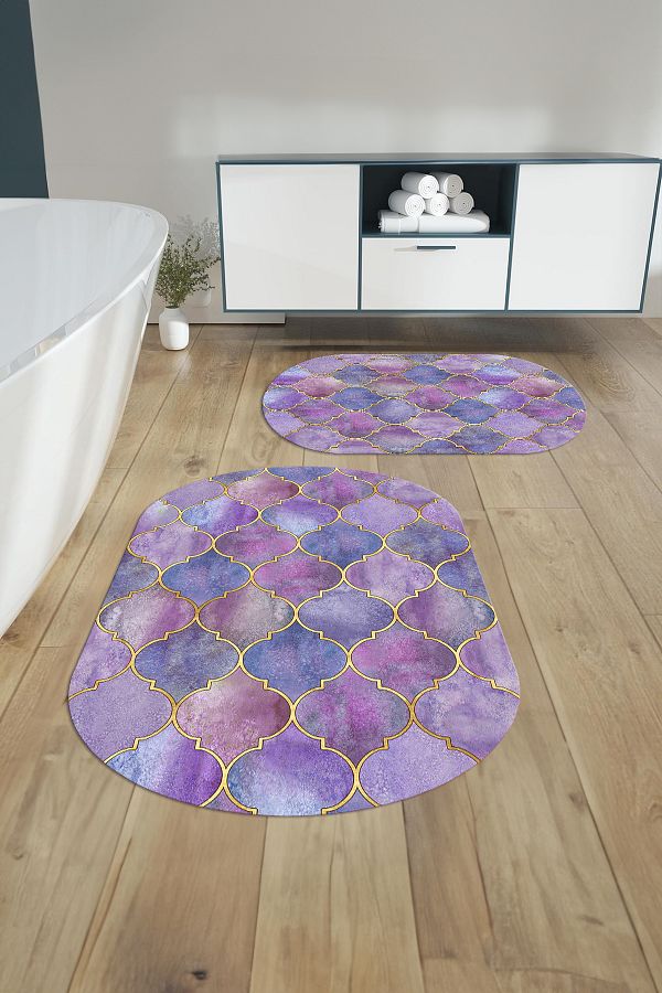 Napoli Home-Set de scaun de toaletă pentru baie ovală, lavabil digital, anti-alunecare, cu model, WC-81-COLOR, 1