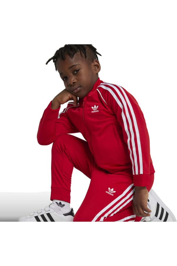 Red adidas tracksuit infant discount