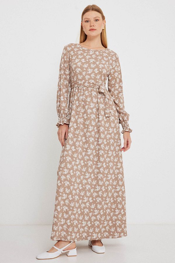 Bigdart-1525 Model Knitted Hijab Dress - Stone Color 1
