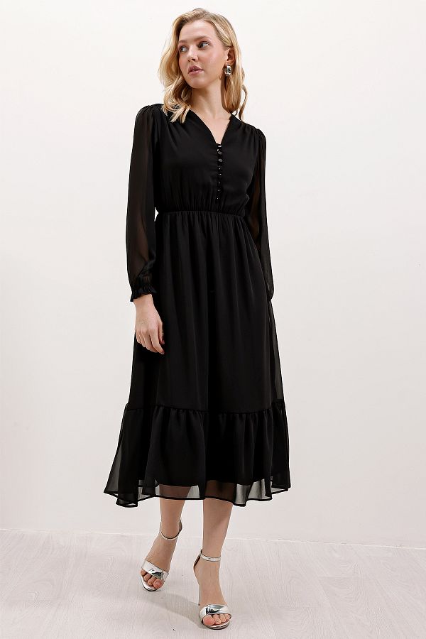 Bigdart-2137 Chiffonkleid – D. Schwarz 1