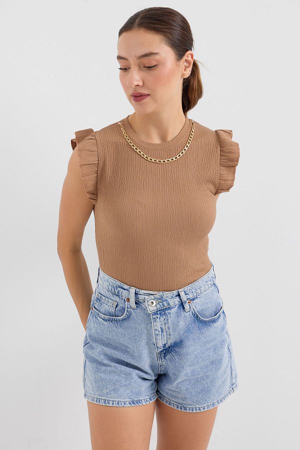 Bigdart-0430 Modell Camel gestrickte Bluse 1