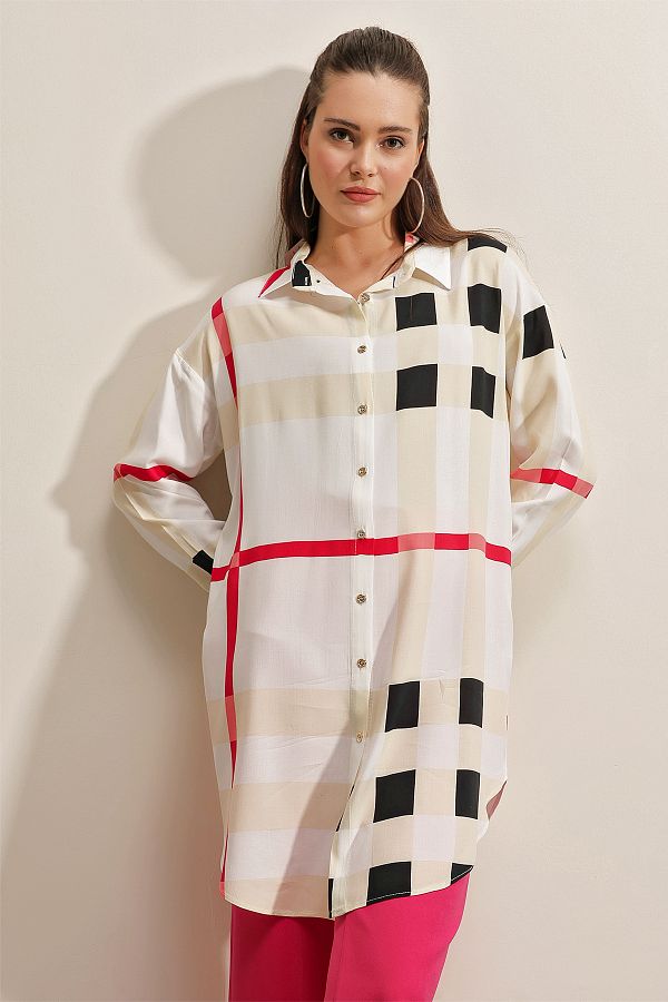 Bigdart-5599 Patterned Tunic - Red 1