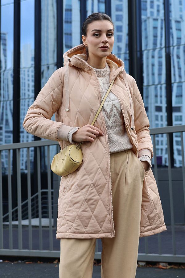 Bigdart-5138 Καπιτονέ Μακρύ Puffer Jacket - Μπεζ 1