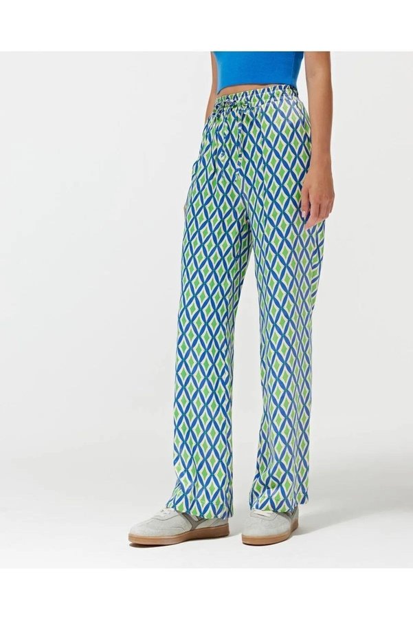 Mixray 4360 Model Blue Geometric Patterned Satin Women