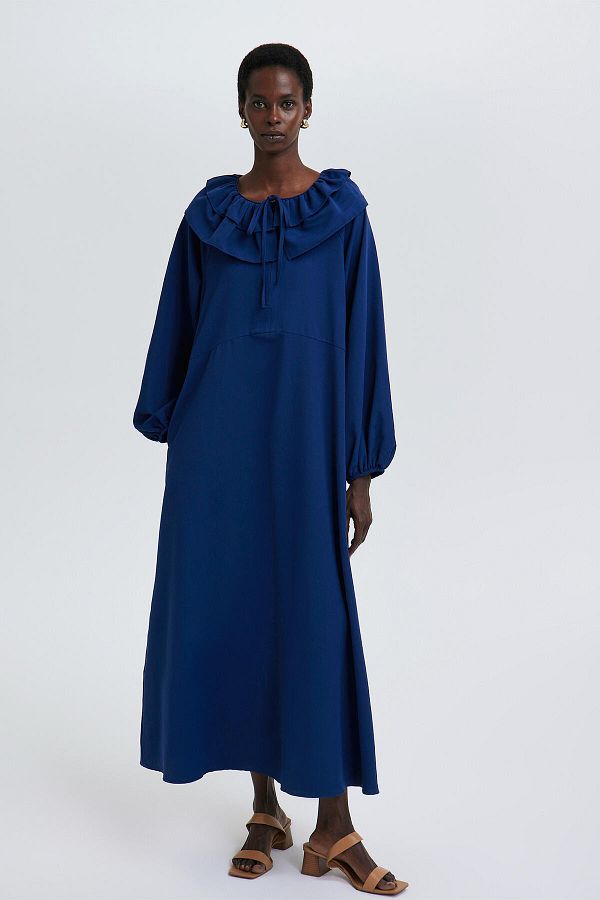 High ruffle collar dress clearance