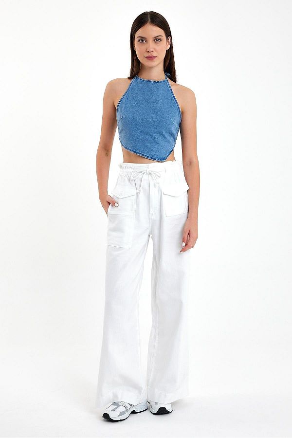 Wide leg paperbag trousers top