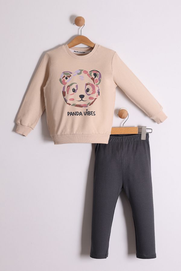 Pollito-Set de trening din 2 piese cu imprimeu panda sezonier pentru fete 1