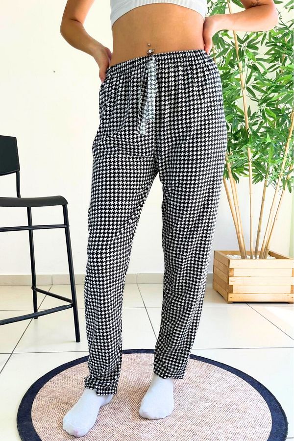 Farya Home-Dreamy Soft Velvet Textured Patterned Suede Pajama Pants 1