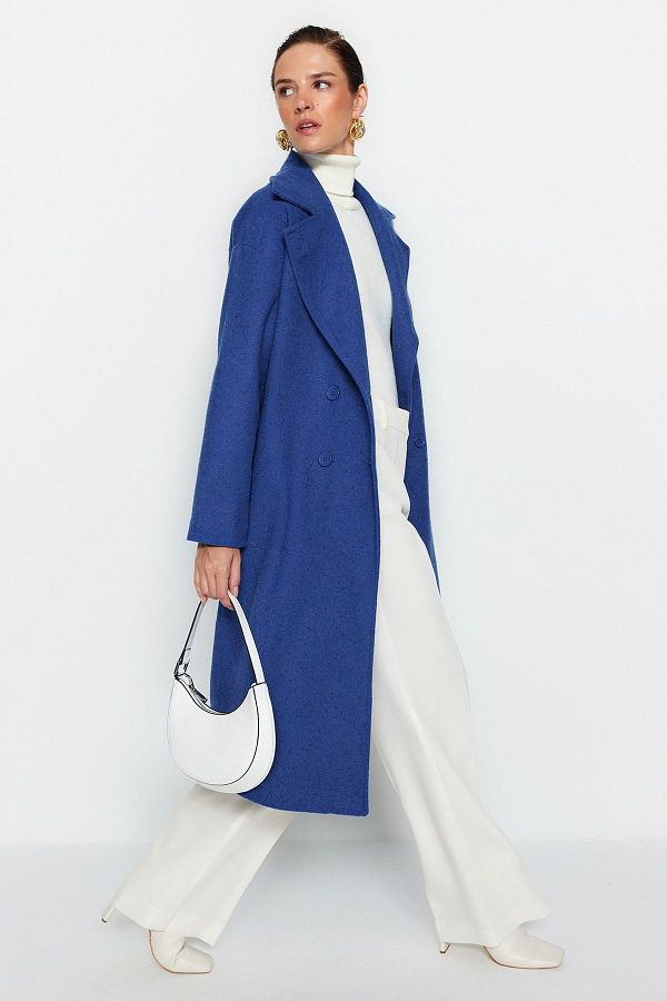 Trendyol Collection-Saks Oversize Weit geschnittener Langer Wollmantel mit Stempelmuster TWOAW21KB0038 1