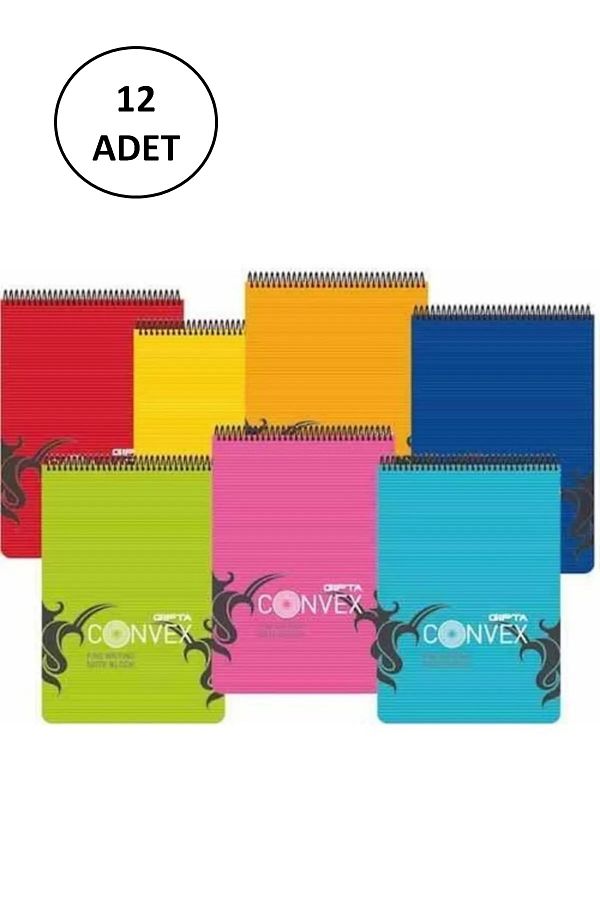 Gıpta-Convex Memo Pad A-4 Spiral PP Cover 100 Sheets Striped 12 Pieces 1
