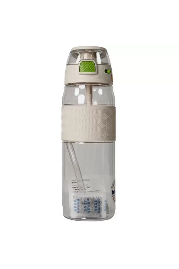 Shotay-White Tritan Flask with Clear Lid and Strip, 800ml 1