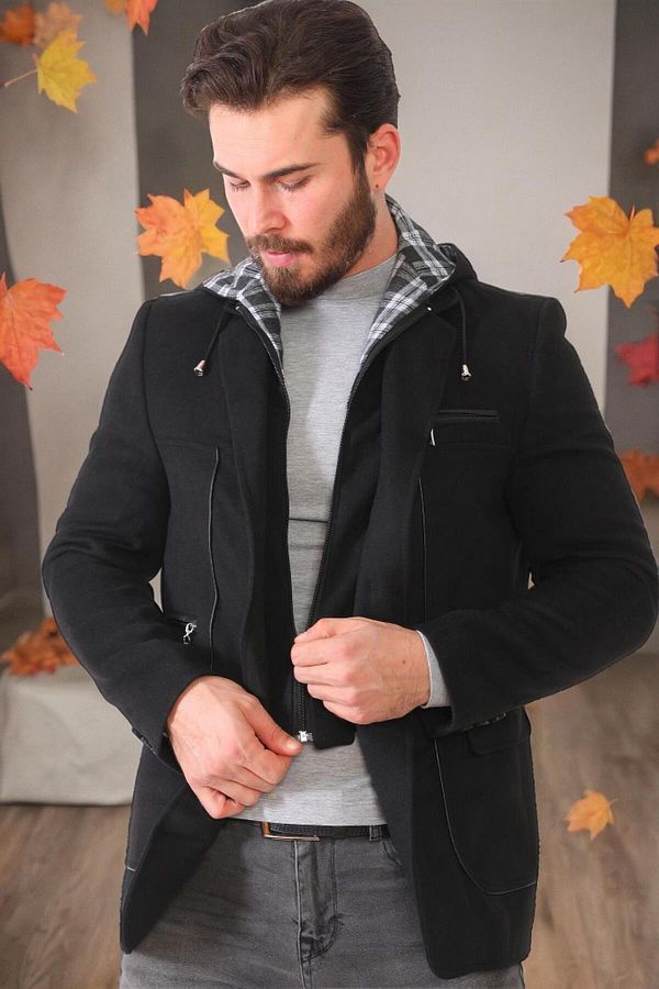 Dewberry K7540 Dewberry Men s Coat Solid Black Trendyol
