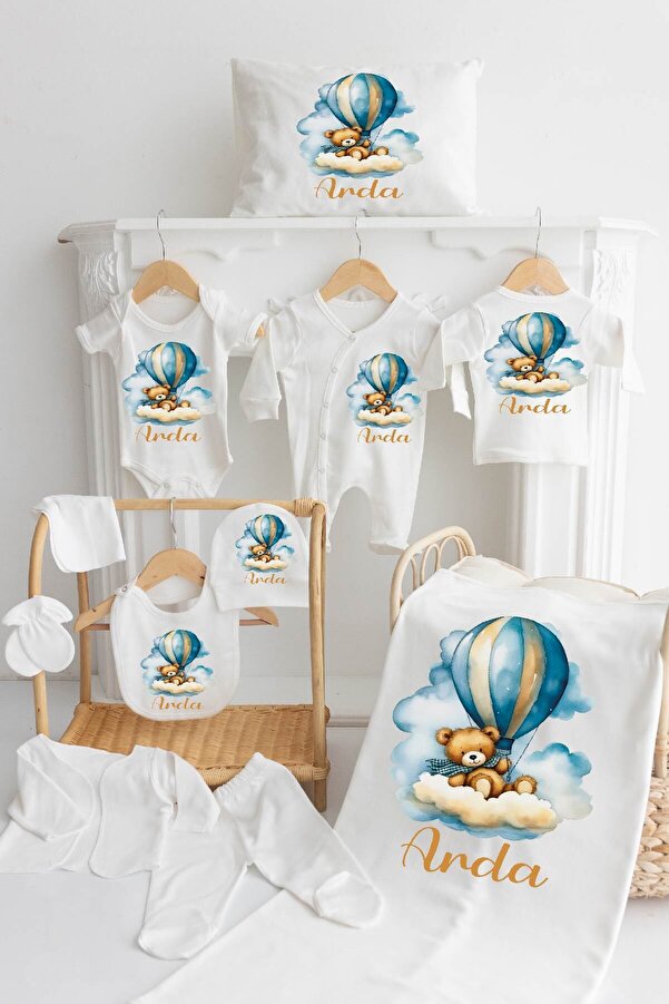 Bebe wini %100 Pamuk Baskılı 11’li İsimli Hastane Çıkışı MN24 UÇAN BALON