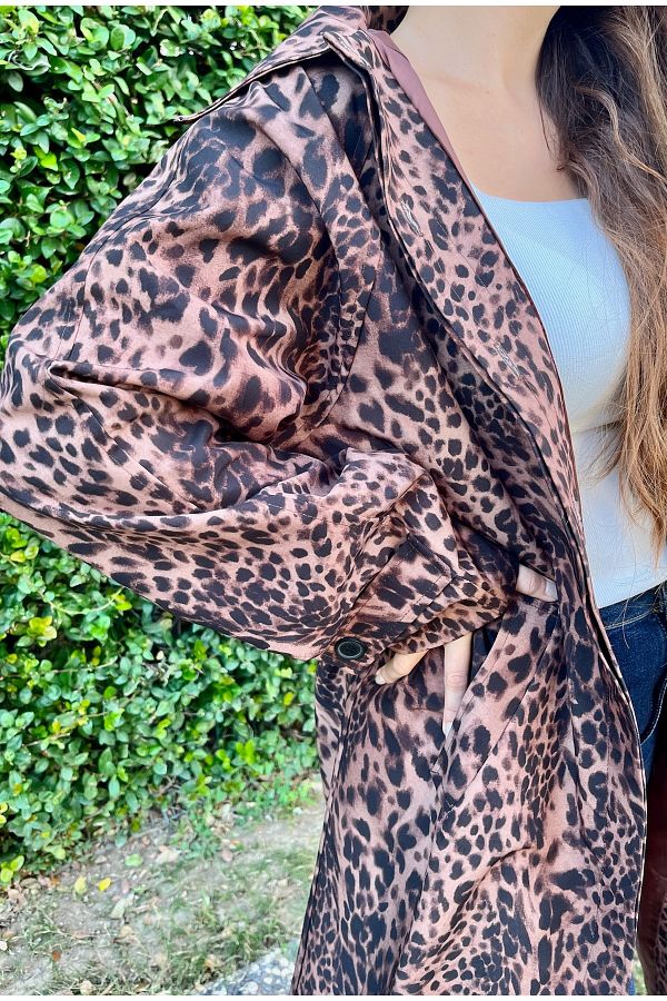 Hats N Beyond-Leopard Trench Coat 1