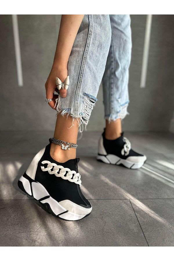 Modanizm Rosefeld Black Wedge Sneakers Comfortable and Stylish Design Trendyol