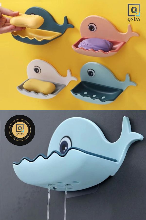 QNİAY-Whale Shape Soap Holder Box Bathroom Shower Sponge Storage Container (1Pcs) Practical Assembly Soap Accessories 1