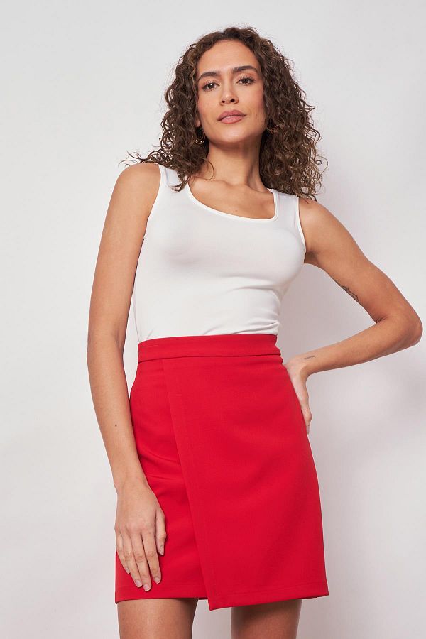 Jument Women s Light Lycra Fabric High Waist Wrap Double Breasted Lightweight Mini Pencil Skirt Red Trendyol