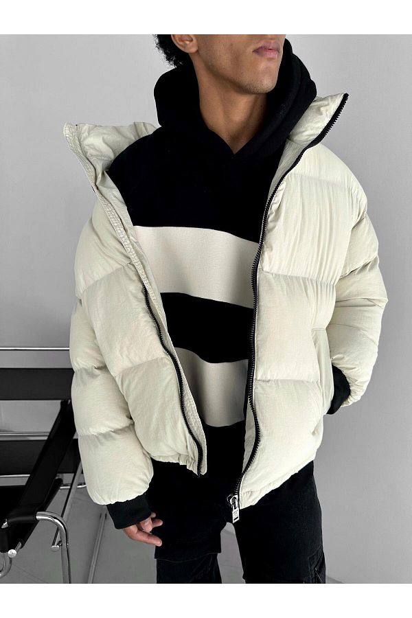 Mens cream puffer jacket shop