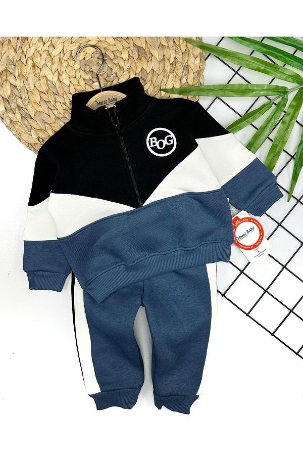 Murat Baby-Baby Boy Bog Written Zippered Raised Top and Bottom Set 1