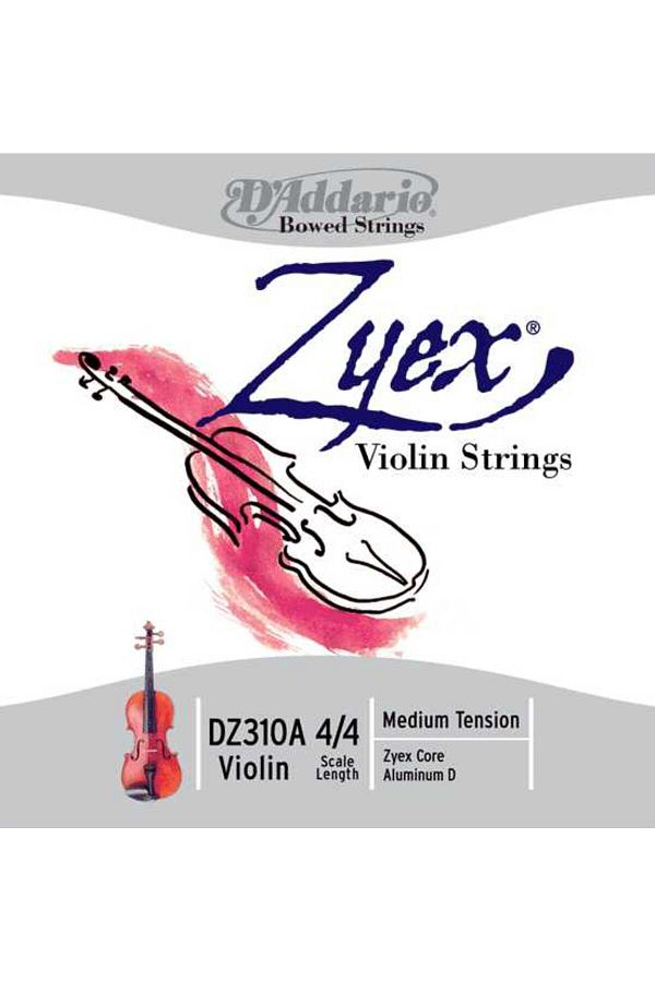 Daddario-Dz310A Violin String Set, Zyex, 4/4, Medium Tension, (Re Alu Zyex Violin String Set Zyex 1