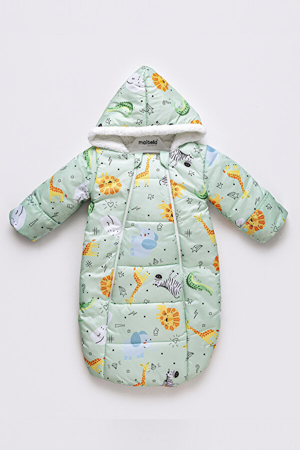 MAİBELLA Orman Hayvanlı Figürlü Fermuarlı İçi Pelüş Kışlık Erkek Kız Bebek Kundak Astronot Tulum Kozmonot