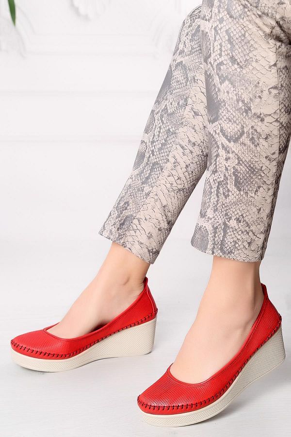 ARTI ARTI AYAKKABI-Plus-plus014-14150-3 Genuine Leather Orthopedic Women's Red Shoes 1