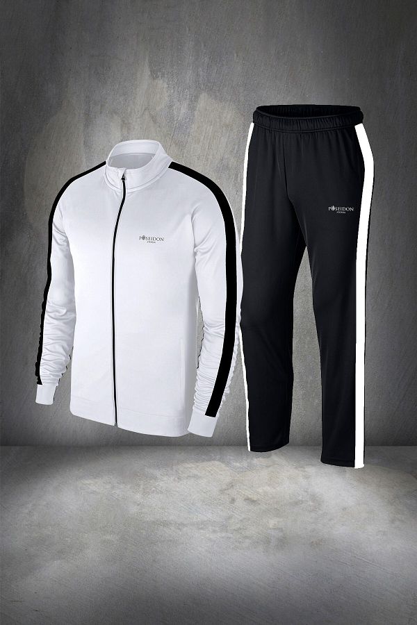 POSEIDON STORM-Men's White Tracksuit Set - Plus Size, 4xl-10xl, Supra Combed Cotton, Stylish and Stylish Set 1