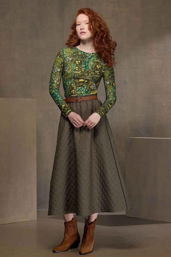 UPGRADE Khaki Quilted Maxi Skirt Trendyol